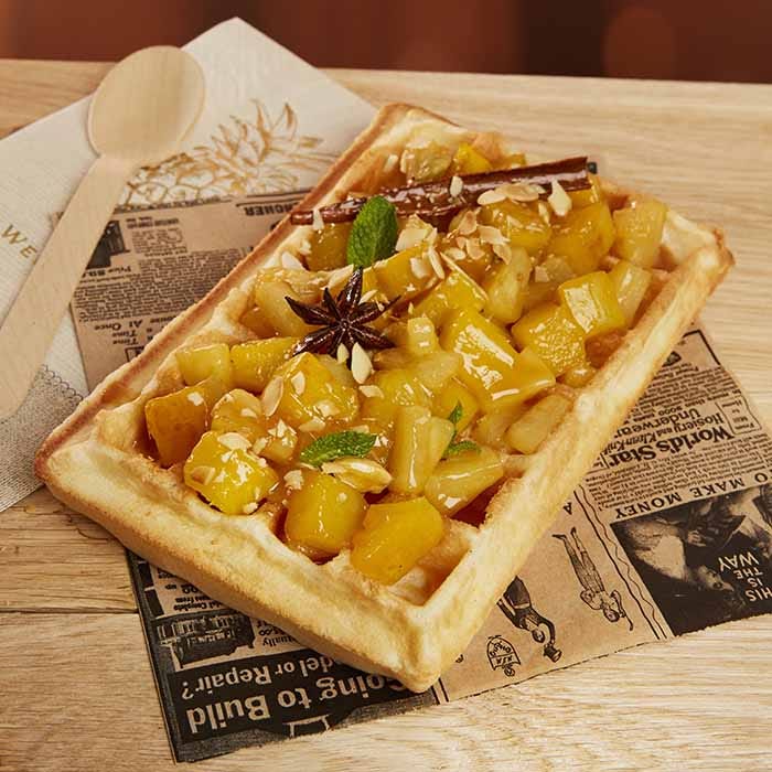 gaufre mangue ananas flambes vieux rhum