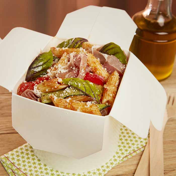 pasta box penne tomate jambon parmigiano